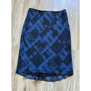 Vintage 90s Express Blue Chiffon Knee Length Skirt Size Medium